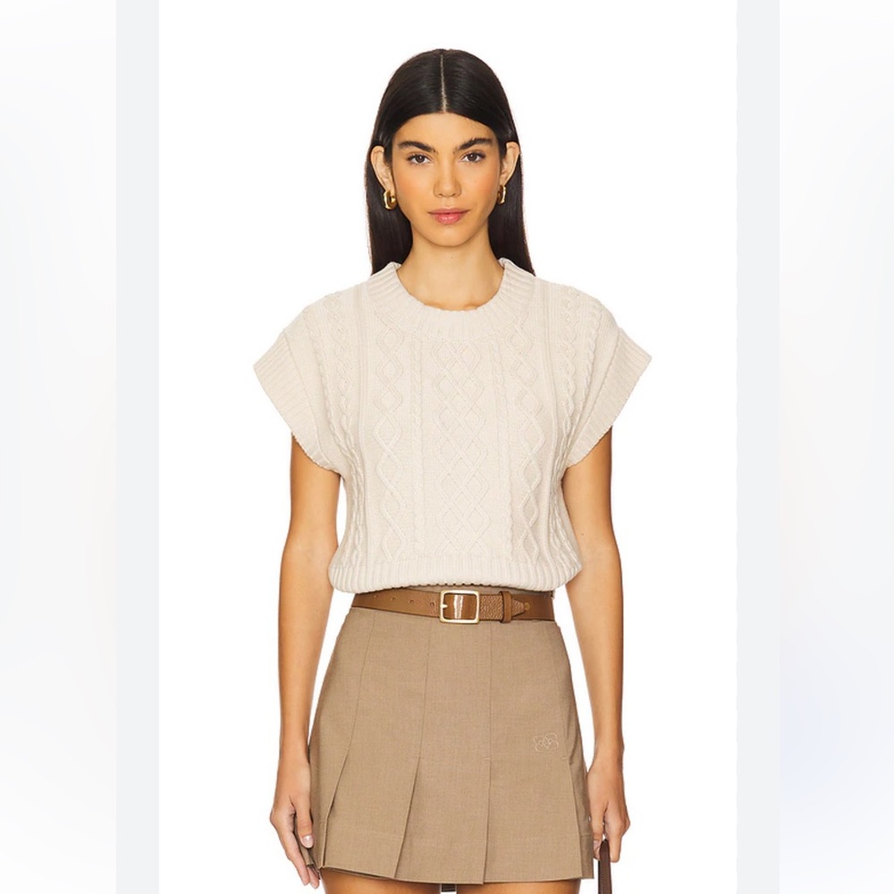 CLEOBELLA GIGI SWEATER VEST IN CREAM SOFT KNIT CABLE ARAN KNIT THICK SIZE LARGE